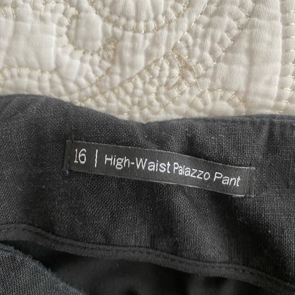 Talbots Black Linen Wide Leg Pants high waist palazzo 16 - Picture 9 of 12